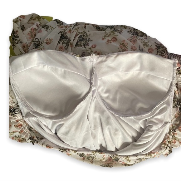 Floral Bodycon Dress Mesh Ruched Occasion Sundress Form Fitting XL - Picture 7 of 9